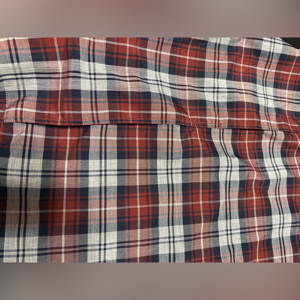 Croft & Barrow Quick Dry Long Sleeve Red Gray Men Button Plaid Shirt Sz XL Tall - Picture 5 of 11